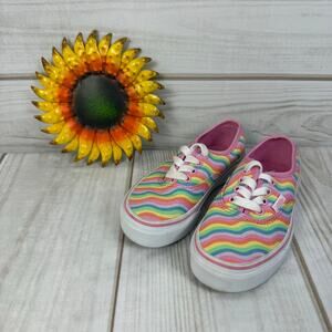 Vans Kids Authentic Rainbow Wave Canvas Low Top Lace Up Sneakers Shoes Size 11